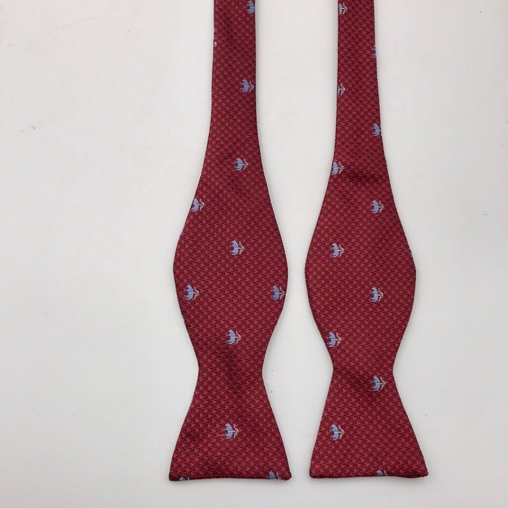 Brooks Brothers Silk Logo Print Bow Tie